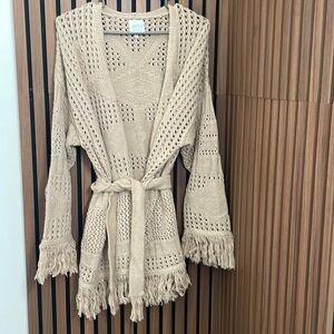 Misa Los Angeles Beige Knit Cardigan
